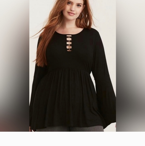 Torrid Women’s Super Soft Crew Neck O-Ring Babydoll Tunic Top Size 0 - Picture 7 of 7